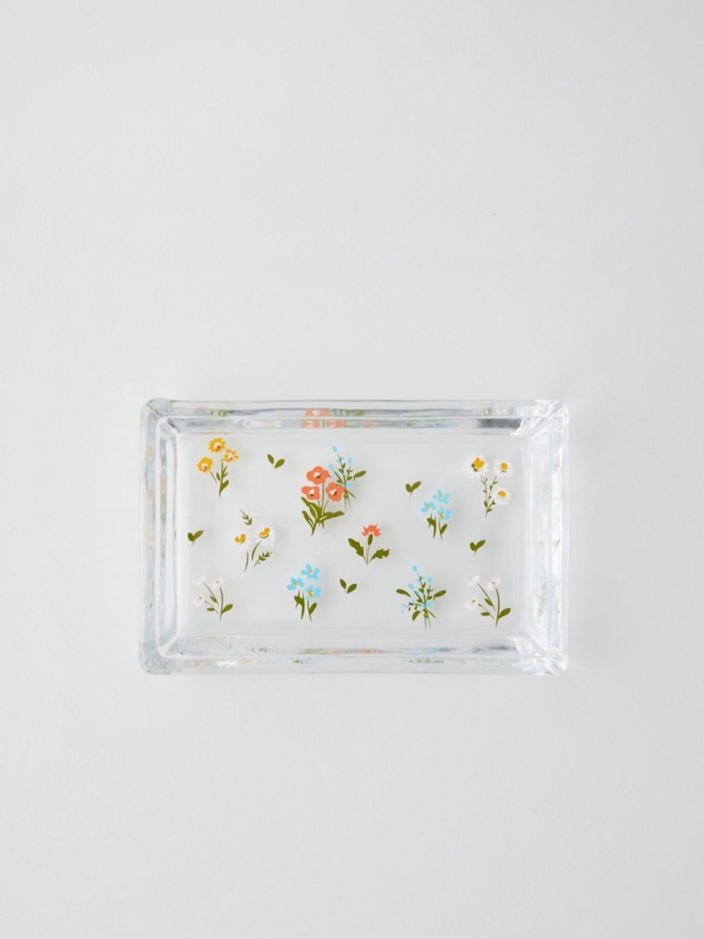 NWT Urban Outfitters Flora Soap Dish Clear Glass Floral